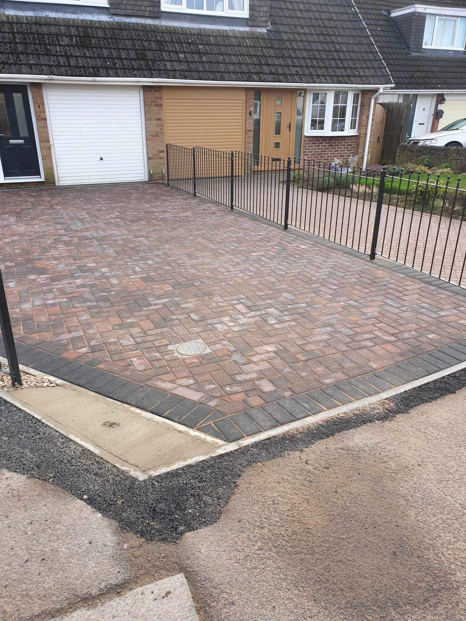 Block paved driveway with edging